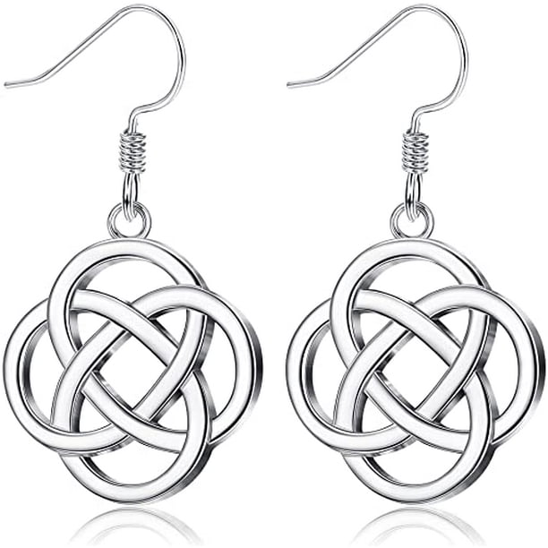 925 Sterling Silver Earrings Good Luck Polished Irish Celtic Knot Vintage Dangles for Women Girls 925 Sterling Silver Earrings Good Luck Polished Irish Celtic Knot Vintage Dangles for Women Girls